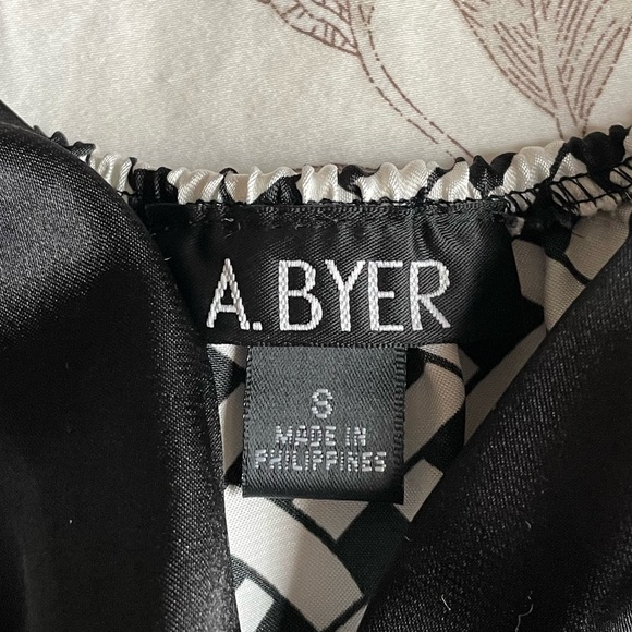 A Byer Y2K Black White Geometric Babydoll Tie Back Slip Dress Small Fairycore - Picture 4 of 8